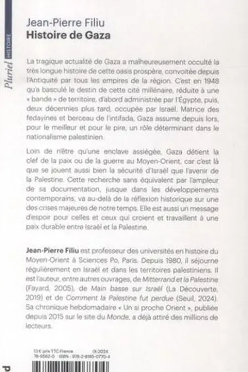 Histoire de Gaza, Jean-Pierre Filiu
