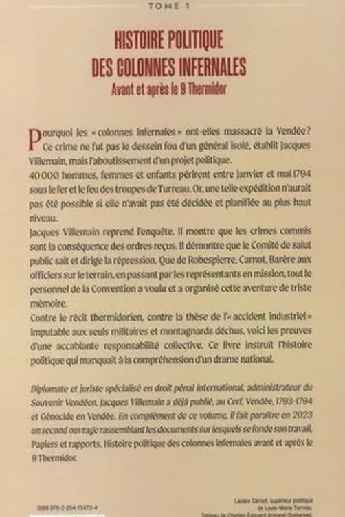 Histoire politique des colonnes infernales. Volume 1, Avant et après le 9 Thermidor, Jacques Villemain