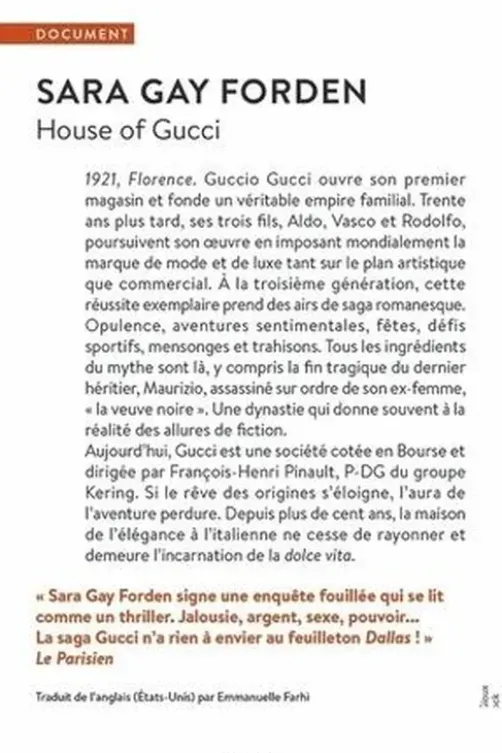 House of Gucci, Sara Gay Forden