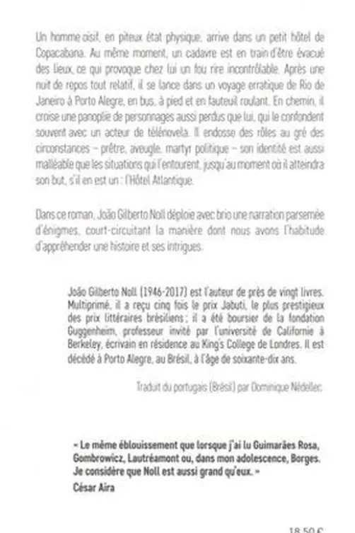 Hôtel Atlantique, João Gilberto Noll