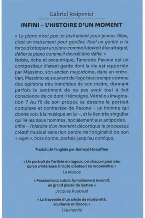 Infini. L'histoire d'un moment, Gabriel Josipovici