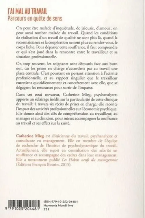J'ai mal au travail. Parcours en quête de sens, Catherine Mieg