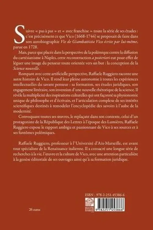 Jean-Baptiste Vico. La carrière d’un homme de lettres dans la Naples des Lumières, Raffaele Ruggiero