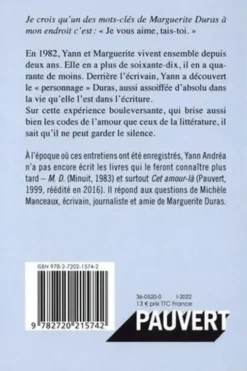 Je voudrais parler de Duras. Entretiens, Yann Andréa