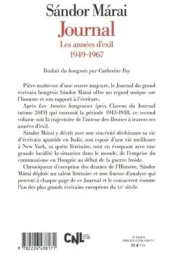 Journal. Les années d'exil 1949-1967, Sándor Márai