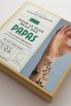 Kit Mon petit tatouage temporaire pour le plus beau des papas. Plus de 20 tattoos éphémères. Le livre mode d'emploi avec 4 planches de tattoos, Inès Carratiè