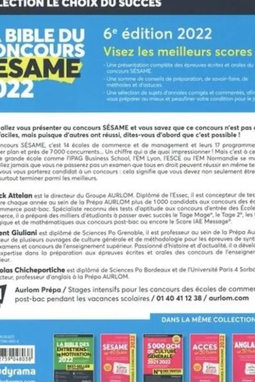 La Bible du concours SESAME. Edition 2022, Franck Attelan