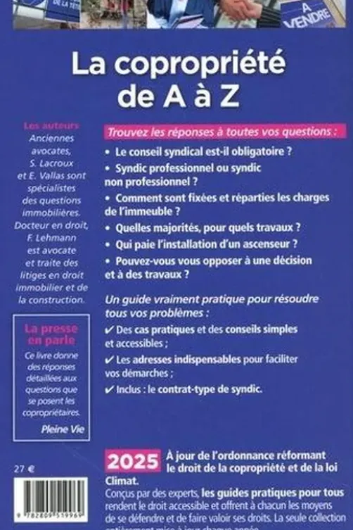 La copropriété de A à Z. Edition 2025, Sylvie Dibos-Lacroux