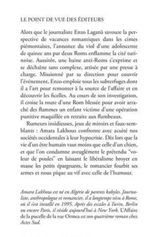 L'affaire de la pucelle de la rue Ormea, Amara Lakhous