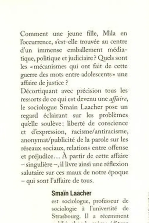 L'affaire Mila. Victime, agresseurs, haine en ligne, Smaïn Laacher