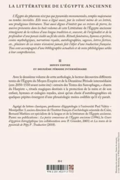 La littérature de l'Egypte ancienne. Volume 2, Moyen empire et deuxième période intermédiaire, Bernard Mathieu