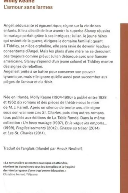 L'amour sans larmes, Molly Keane
