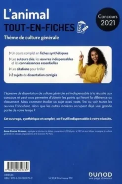L'animal. Thème de culture générale Prépas commerciales, Edition 2021, Anne-France Grenon