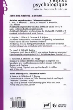 L'année psychologique Volume 124 N° 4, décembre 2024, Pascale Colé