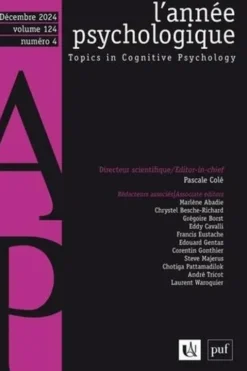 L'année psychologique Volume 124 N° 4, décembre 2024, Pascale Colé