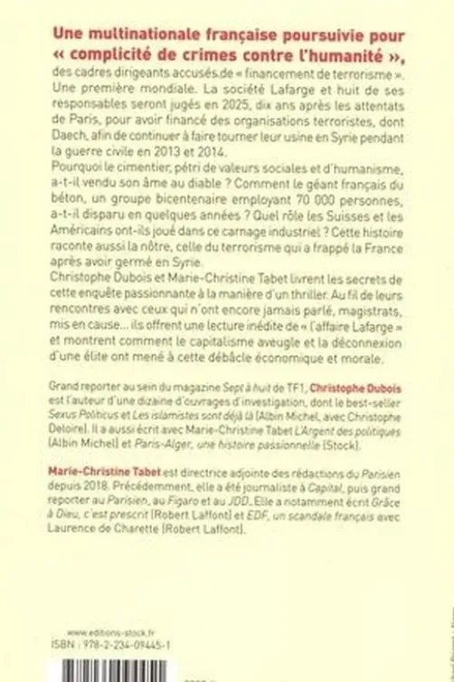 La part du diable. Le pacte secret entre Lafarge et Daech, Christophe Dubois
