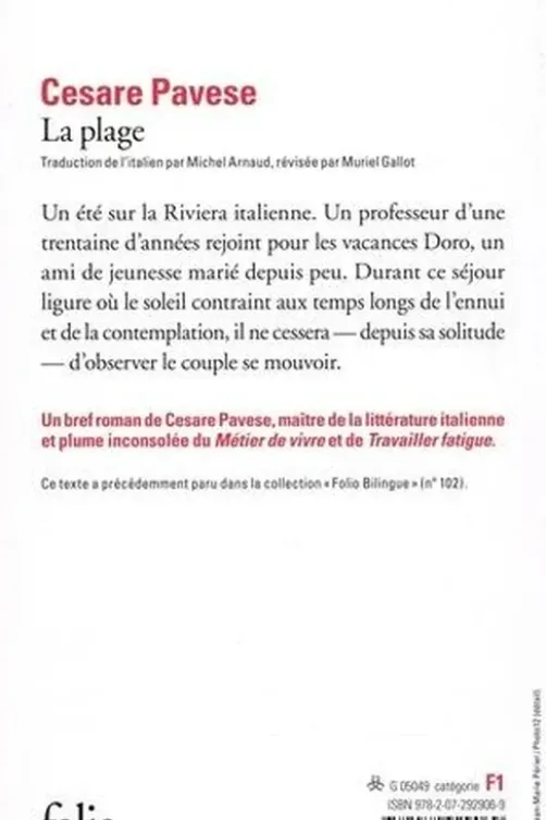 La plage, Pavese Cesare