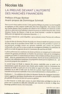 La preuve devant l'Autorité des marchés financiers, Nicolas Ida
