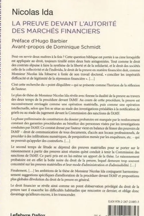 La preuve devant l'Autorité des marchés financiers, Nicolas Ida