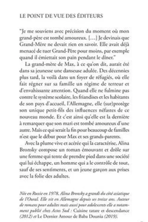 La tresse de ma grand-mère, Alina Bronsky