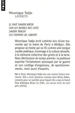 Latérite. Suivi de Déclinaison du temps premier, Véronique Tadjo