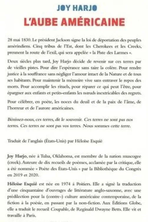 L'aube américaine. Poèmes, Edition bilingue français-anglais, Joy Harjo