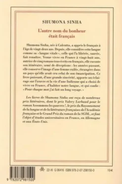 L'autre nom du bonheur était français, Shumona Sinha