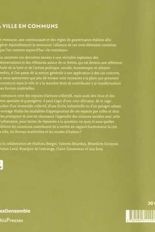 La ville en communs. Récits d'urbanisme, Bernard Declève