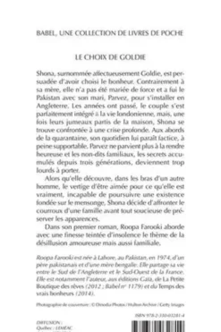 Le choix de Goldie, Roopa Farooki