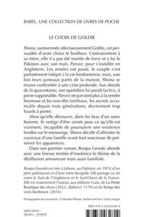 Le choix de Goldie, Roopa Farooki
