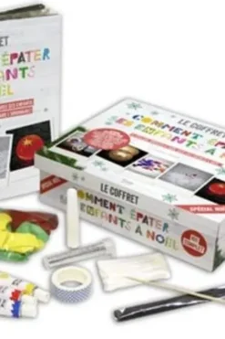 Le coffret Comment épater ses enfants à Noël. Avec 20 cotons-tiges, 5 ballons, 1 rouleau de masking tape, 1 sachet de paillettes, 1 emporte-pièce étoile, 1 colle blanche, 2 sticks lumineux, 3 tubes de gouache, 1 pique de bois, Raphaële Vidaling