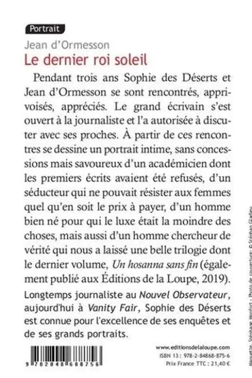 Le dernier roi soleil [EDITION EN GROS CARACTERES, Sophie Des Déserts