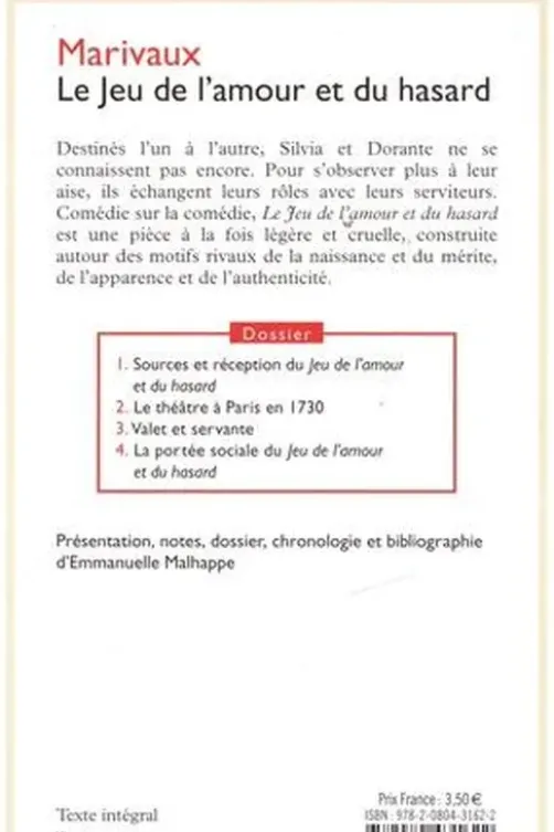 Le Jeu de l'amour et du hasard, Pierre de Marivaux