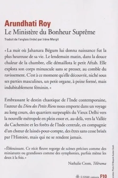 Le Ministère du Bonheur Suprême, Arundhati Roy
