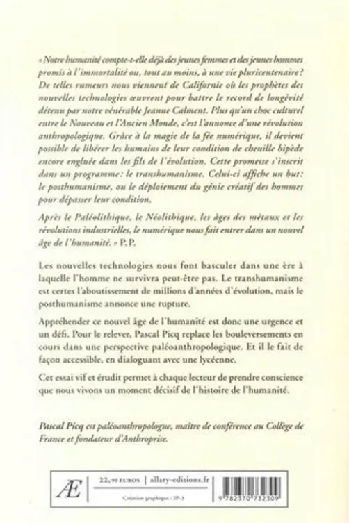 Le nouvel âge de l'humanité. Les défis du posthumanisme expliqués à une lycéenne, Pascal Picq