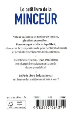 Le petit livre de la minceur. Les calories des aliments du quotidien, Edition 2021, Jean-Paul Blanc