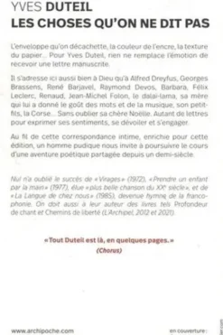 Les choses qu'on ne dit pas. Edition revue et augmentée, Yves Duteil