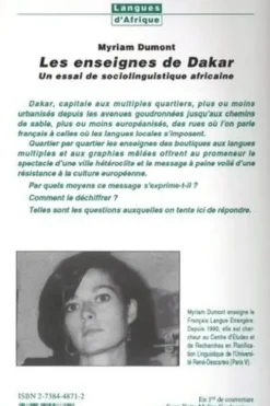 Les enseignes de Dakar. Un essai de sociolinguistique africaine, Myriam Dumont