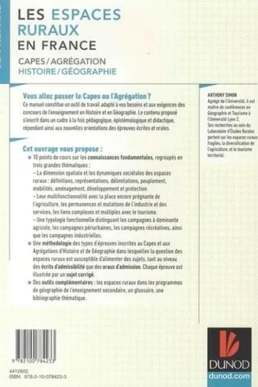 Les espaces ruraux en France. Capes/Agrégation Histoire/Géographie, Anthony Simon