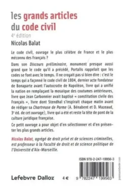 Les grands articles du code civil. 4e édition, Nicolas Balat