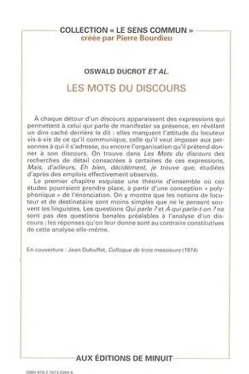 Les mots du discours, Oswald Ducrot