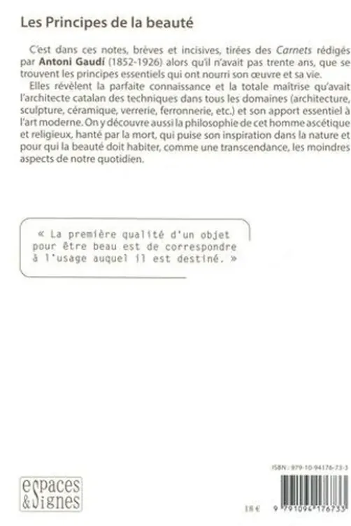 Les principes de la beauté, Antoni Gaudi