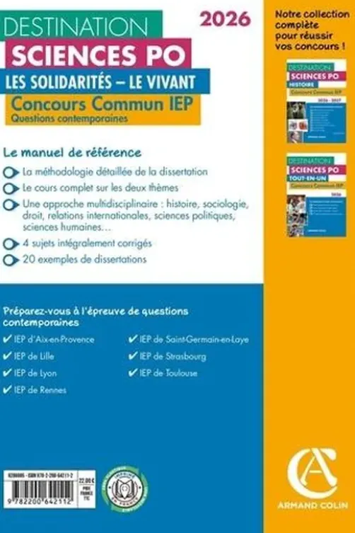 Les solidarités ; Le vivant. Concours commun IEP - Questions contemporaines, Edition 2026, Grégory Bozonnet