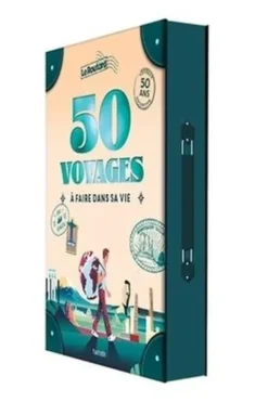 Les 50 voyages à faire dans sa vie. Coffret avec 1 carte du monde illustré, 7 cartes postales, 5 stickers et 1 ticket d'or, Edition limitée, Le Routard