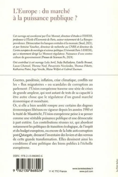 L'Europe : du marché à la puissance publique ?, Eric Monnet