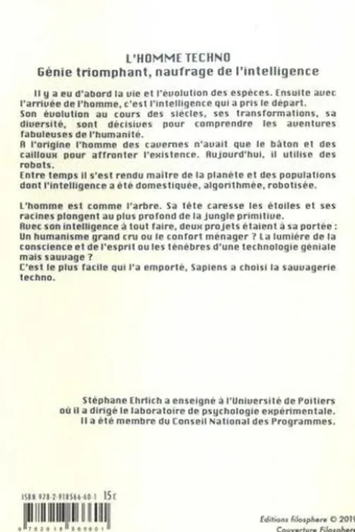 L'homme techno. Une histoire de l'intelligence humaine, Stéphane Ehrlich
