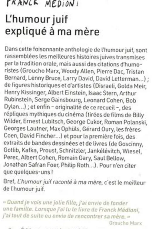 L'humour juif expliqué à ma mère, Franck Médioni