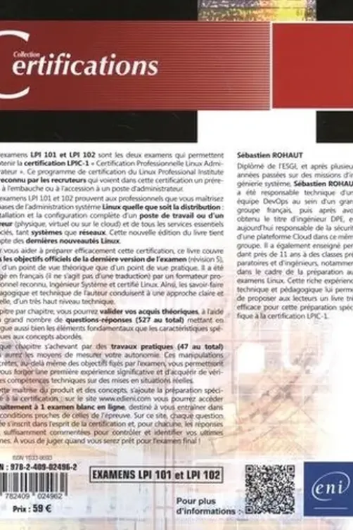 Linux. Préparation à la certification LPIC-1 (examens LPI 101 et LPI 102), 6e édition, Sébastien Rohaut