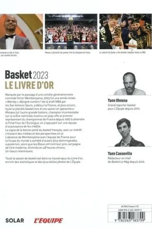Livre d'or du basket. Edition 2023, Yann Ohnona