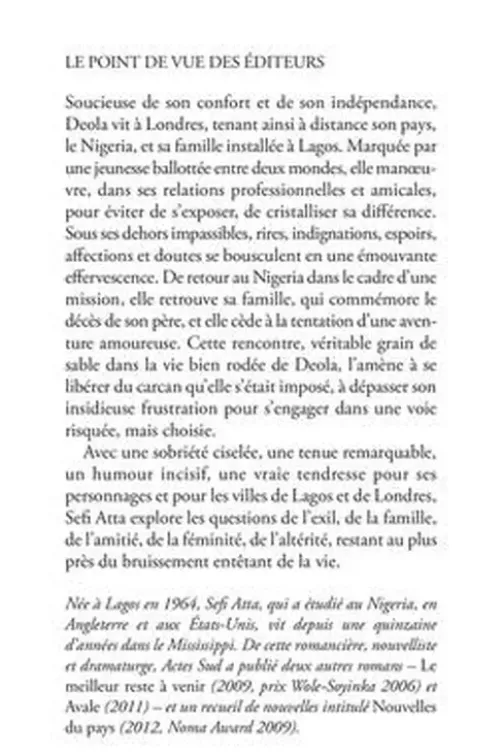 L'ombre d'une différence, Sefi Atta